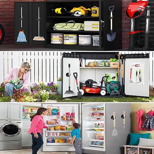 ULIBERMAGNET Magnetic Mop Broom Holder,Heavy Duty Movable Magnetic Broom Holder Rack,Anti-slip Wall Mounted Utility Storage Mop Shovel Hanger for Garage, Kitchen, Laundry, Garden(4 Pack/Black) - style: 12LB 4PCS Magnetic Mop Holder