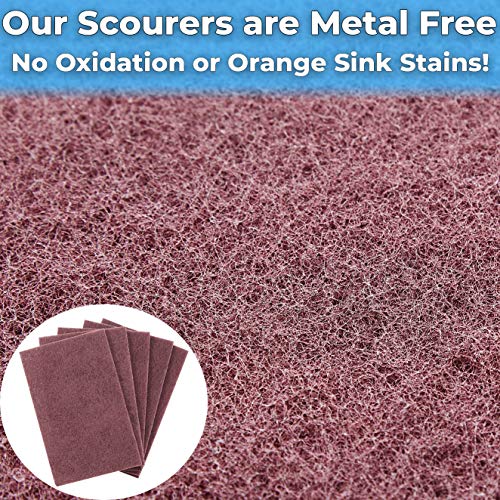 Heavy Duty XL Red Scouring Pads. 6x9 in 20 Pack of Scrubber Tools for Cleaning Stainless Steel Pots, Pans, Grills and Griddles. Extra Large Pad for Outdoor Use on Railings and Tiles. - size: 10 Count (Pack of 2)