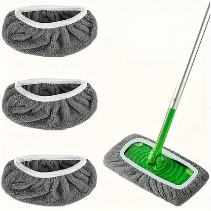 Microfiber Mop Pads - 3 Pack Reusable Washable Refills for Wet & Dry Floor Cleaning - Fits Most Standard Mops - Gray Household Cleaning Pads - color: Gray