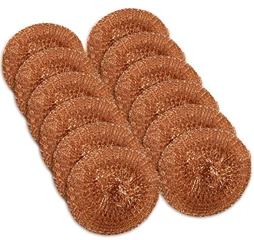 12 Pack Copper Coated Scourers by SCRUBIT – Scrubber Pad Used for Dishes, Pots, Pans, and Ovens. Easy scouring for Tough Kitchen Cleaning. - size: 12 Count (Pack of 1)