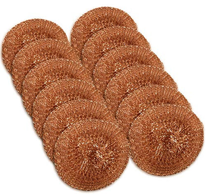 12 Pack Copper Coated Scourers by SCRUBIT – Scrubber Pad Used for Dishes, Pots, Pans, and Ovens. Easy scouring for Tough Kitchen Cleaning. - size: 12 Count (Pack of 1)