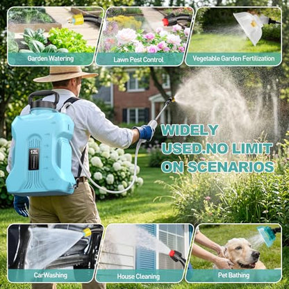 Tarden 3.5 Gallon Battery Powered Backpack Sprayer - Electric Garden Sprayer with USB Rechargeable Handle, Telescopic Wand & 5 Nozzles for Lawn Care 12L - size: 3.5 Gallon