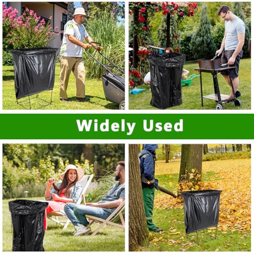 Trash Bag Holder, 30-45 Gallon Portable Leaf Bag Holder, Metal Garbage Bag Holder, S Pattern Trash Bag Holder Stand for Camping, Party, Wedding，Gardening - color: BlackF-1 PC
