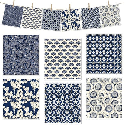 Swedish Dishcloths for Kitchen, 6 Pcs Reusable Blue Japanese Pattern Dish Cloths, Absorbent Cellulose Sponge Cleaning Towels Wipes for Cooking Home Decor Housewarming Gifts - style: Blue Japanese