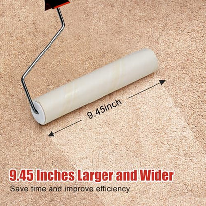 Large Lint Rollers for Pet Hair Extra Sticky, Dog & Cat Hair Remover, 9.45" Wide, 51" Long Handle Pet Hair Fur Sticky Lint Roller, Ideal for Floor, Carpets, Couch, Bed Sheets, Clothing & Car Cleaning