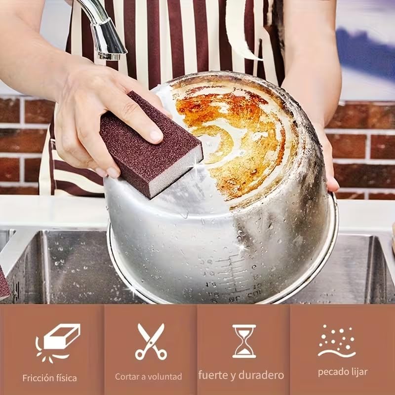 4pcs Heavy Duty Diamond Sand Pot Scrubber - Abrasive Block for Grease, Burnt Food, Pots, Pans, Grills, Sinks - Non-Scratch Kitchen Cleaning Pad for Home & Commercial Use 0.98"x2.76"x3.94"