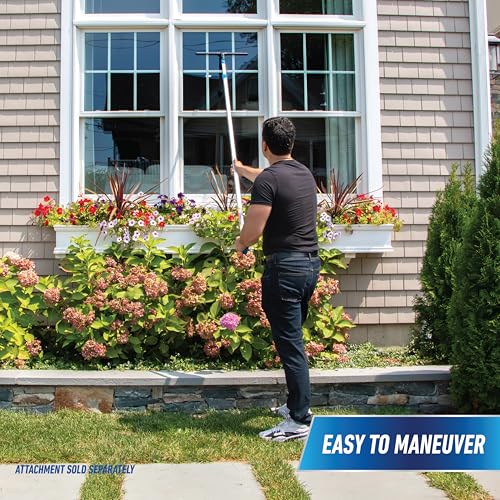 Unger Professional Connect and Clean 6’-12’ Aluminum Telescopic Extension Pole with Locking Cone and Quick-Flip Clamp, Compatible with Cleaning Tool Attachments, Indoor and Outdoor Use - size: 6 - 12 Foot