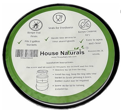 House Naturals 2 Gallon Food Grade - BPA Free Made in USA Buckets Lime Color pails with Screw On Gasket Lids (1, Lime - Black lids) - color: Lime - Black Lids