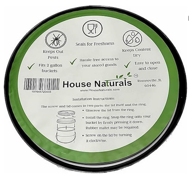 House Naturals 2 Gallon Food Grade - BPA Free Made in USA Buckets Lime Color pails with Screw On Gasket Lids (1, Lime - Black lids) - color: Lime - Black Lids