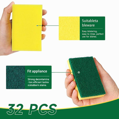 Kitchen Scrub Sponges 32 Count, Non-Scratch Scrub Dish Sponges for Cleaning, Effortlessly Clean your Stovetop, Sinks, Stoves, Appliances