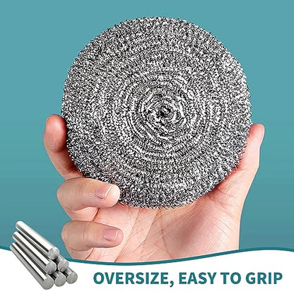 Carrie Joe Stainless Steel Scourer Heavy Duty Scrubber Pads Steel Wool Pack of 6,40g - size: 6Pcs 40G