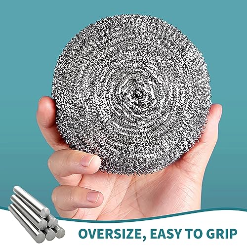 Carrie Joe Stainless Steel Scourer Heavy Duty Scrubber Pads Steel Wool Pack of 6,40g - size: 6Pcs 40G