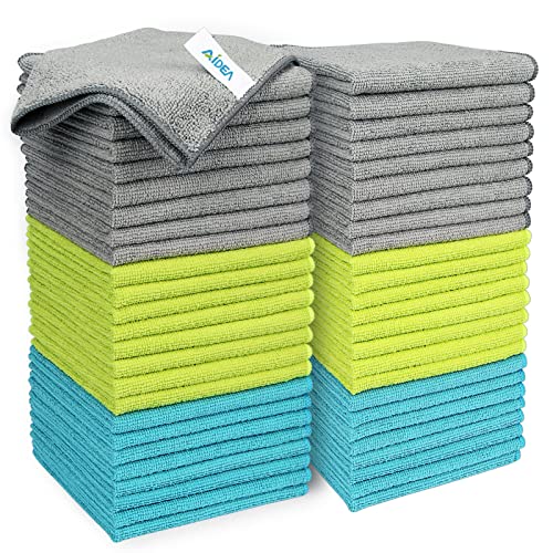 AIDEA Microfiber Cleaning Cloth-50PK, Soft Microfiber Towels for Cars, Absorbent Cleaning Rags, Lint-Free Streak-Free Wash Cloths for House, Kitchen, Window(12in.x12in) - color: Multi-colored, size: 12 in. x 12 in.
