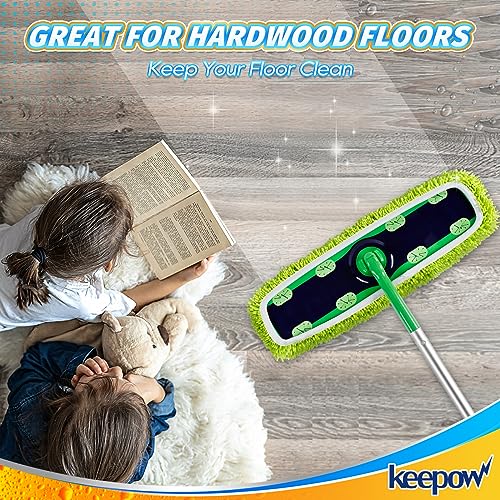 KEEPOW Reusable XL Mop Pads Compatible with Swiffer XL Sweeper, XL Dry Sweeping Cloths, XL Wet Mopping Cloths, Washable Microfiber XL Wet Pads Refills for Surface/Hardwood Floor Cleaning, 8 Pack - size: 8 Pack, Green
