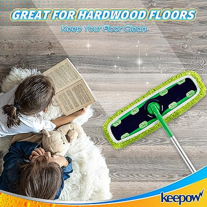 KEEPOW Reusable XL Mop Pads Compatible with Swiffer XL Sweeper, XL Dry Sweeping Cloths, XL Wet Mopping Cloths, Washable Microfiber XL Wet Pads Refills for Surface/Hardwood Floor Cleaning, 8 Pack - size: 8 Pack, Green