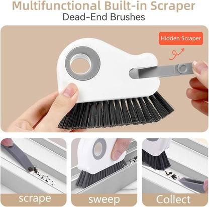 2 in 1 Groove Cleaning Brush, Window Track Cleaner Brush with Hidden Scraper, Crevice Cleaning Brush for Sliding Door Track, Window Sill, Narrow Gaps, Kitchen & Bathroom Cleaning Tool (White) - color: White