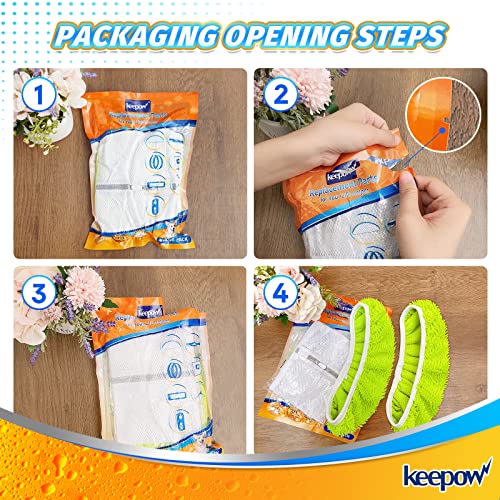 KEEPOW Reusable XL Wet Pads Refills for Swiffer XL Mop Sweeper, X-Large Dry-Sweeping / Wet-Mopping Microfiber Cloths for Surface/Hardwood Floor Cleaning, 2 Pack - size: 2 Pack, Green