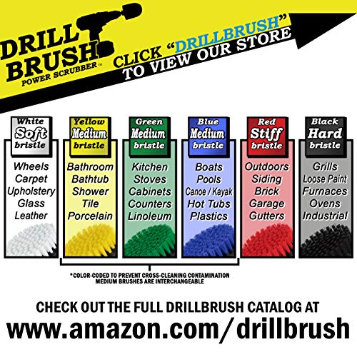 Bathroom Accessories - Bath Mat - Drill Brush Set - Power Scrubber Two Brush Kit - Floor Scrubber - Grout Cleaner - Pool Brushes - Hard Water Stains, Calcium, Mineral Deposits, Soap Scum, Rust Stains - color: Red / Yellow