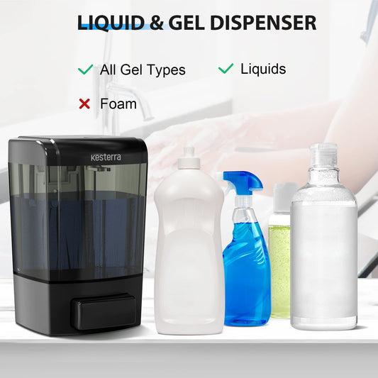 Manual Soap Dispenser, 23.7oz/700ml Wall Mount Soap Dispenser, Large Capacity Kitchen Bathroom Hand Soap Pump, Commercial Refillable Shampoo Shower Gel Lotion Dispenser, Black - color: Black 700ml