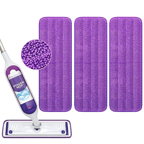 Reusable Power Mop Pads Compatible with Swiffer PowerMop Mop - Swifter Power Mop Pads Refills - Washable Microfiber Pads for Multi-Surface Floor Cleaning, 3 Pack - color: 3 Pack (Purple)