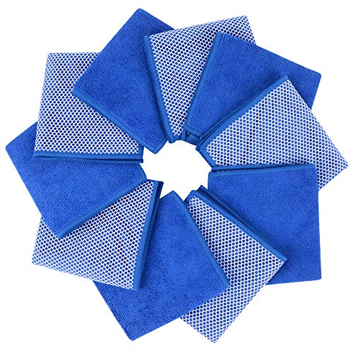 SINLAND Microfiber Dish Cloth for Washing Dishes Dish Rags Best Kitchen Cloths Cleaning Cloths Poly Scour Side 12Inchx12Inch 20Pack, Dark Blue - color: Dark Blue, size: 12inchx12inch 20pack