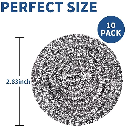 Stainless Steel Scrubber Scrubbing Scouring Pad Sponges Clean Pot Pan and Steel Wool for Kitchen Bathroom (10Pcs Metal Scrubber) - size: 10Pcs Metal Scrubber