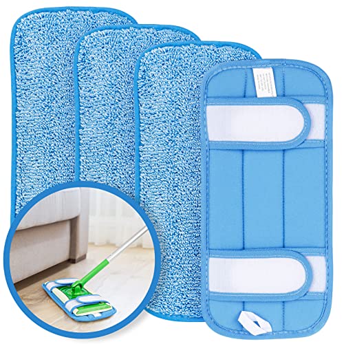 HOMEXCEL Microfiber Reusable Mop Pads Compatible with Swiffer Sweeper- Machine Washable Microfiber Pad Refills for Household Cleaning-Floor Cleaning Mop Head Pads Work Wet and Dry-Pack of 4