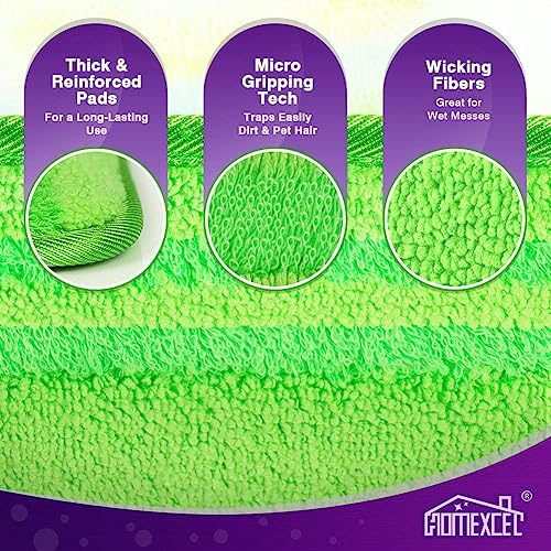 HOMEXCEL Microfiber Mop Pads Compatible with Swiffer Wet Jet, Reusable Machine Washable Swiffer WetJet Pad Refills, Mop Head Replacements for Multi Surface Wet & Dry Cleaning, Pack of 8 - color: Green