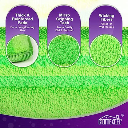HOMEXCEL Microfiber Mop Pads Compatible with Swiffer Wet Jet, Reusable Machine Washable Swiffer WetJet Pad Refills, Mop Head Replacements for Multi Surface Wet & Dry Cleaning, Pack of 8 - color: Green