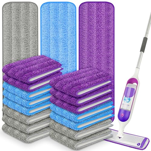 18 Pack Reusable Mop Pads Compatible with Swiffer PowerMop, Microfiber Mop Pads Refills Machine Washable, Durable, and Highly Absorbent Suitable for All Floor Types - size: 18 PACK