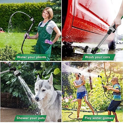 RESTMO Metal Watering Wand, Heavy Duty Garden Hose Wand with 180° Swivel Ratcheting Head, 16'' Hose Nozzle Sprayer with 7 Spray Patterns and Flow Control, for Water Hanging Baskets and Shrubs, Black - color: Black