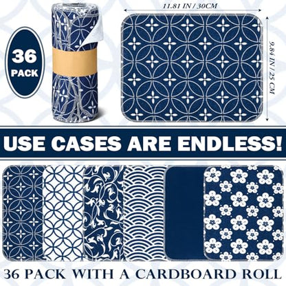 36 Pack Japanese Reusable Cleaning Cloths Washable Cotton Kitchen Towels for Home (Blue) - color: Blue, style: Asian