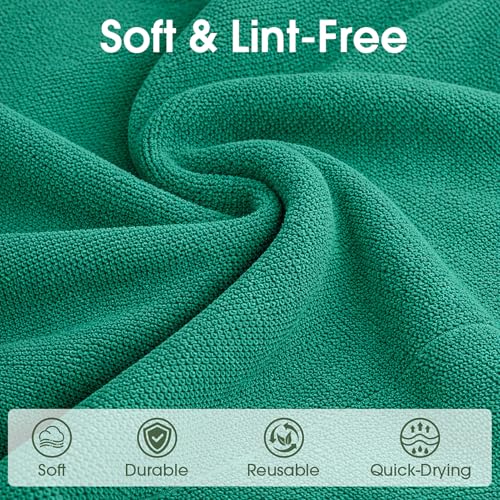 Microfiber Cleaning Cloth Roll–100 Pack, Tear Away Microfiber Towels, Reusable, Washable, Scratch-Free, Kitchen Towels for Car, Home, Kitchen, Glass, Dishes (Malachite Green) - color: Malachite Green