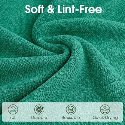 Microfiber Cleaning Cloth Roll–100 Pack, Tear Away Microfiber Towels, Reusable, Washable, Scratch-Free, Kitchen Towels for Car, Home, Kitchen, Glass, Dishes (Malachite Green) - color: Malachite Green