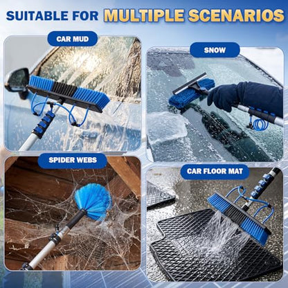 BreezeHug Solar Panel Cleaning Kit Water Fed Pole 24 FT, Extendable Telescopic Pole with 20" Brush, Soap Dispenser, Squeegee, Universal Adapter 40 FT Hose, Solar Panels, Window Siding
