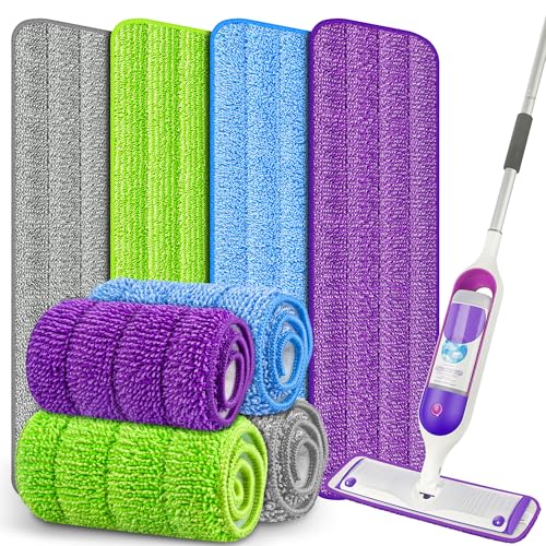 8 Pack Reusable Mop Pads for Swiffer PowerMop, Power Mop Pads 15'' Microfiber Refills for Hardwood Floor Cleaning, Machine Washable Dry Wet Use for All Floor Types - color: Multicolor, size: 8 PACK