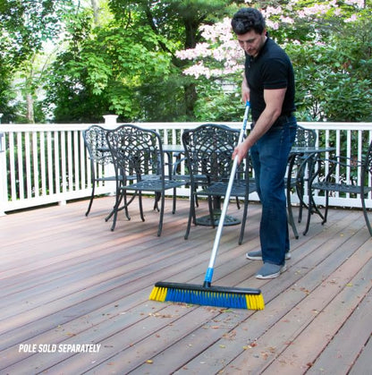 Unger Professional Lock-On 24” Multi-Purpose Push Broom – Professional Grade, Dual-Bristle Push Broom, with Water-Flow Action Floor Sweeper for Home & Business