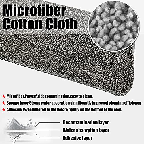 6 Pack Microfiber Spray Mop Replacement Heads for Wet Dry Mops, Premium Floor Cleaning Pads, Reusable Replacement Refills Compatible with Bona Floor Care System - Dark Gray