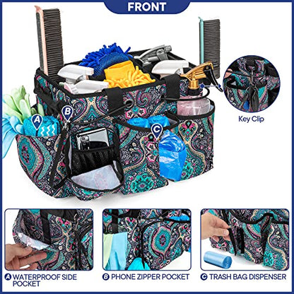 LoDrid Large Professional Cleaning Caddy with Detachable Divider, Supply Organizer with Handle and Shoulder Strap, Cleaning Bags for Housekeepers & Cleaners, Totem - color: Totem