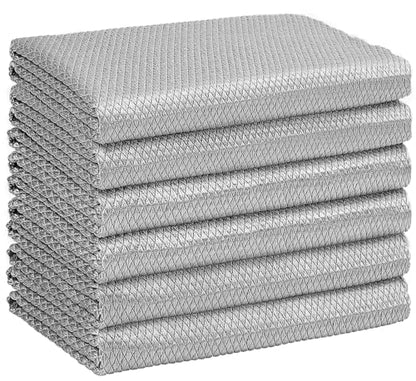 HOMEXCEL Grey Microfiber Glass Cleaning Cloths-6PK, 16"x14" Lint Free Window Cleaning Cloth, Glasses, Mirrors, Screens, Stainless Steel, Premium Microfiber Wipes for Cleaning, Glass and Window Cleaner - color: Grey