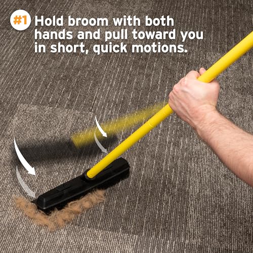 FURemover Pet Hair Removal Rubber Broom, 48" Handle - color: Furemover Sweep Pet Hair Broom