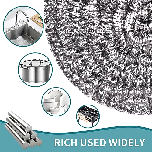 Carrie Joe Stainless Steel Scourer Heavy Duty Scrubber Pads Steel Wool Pack of 6,40g - size: 6Pcs 40G