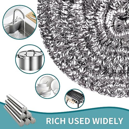 Carrie Joe Stainless Steel Scourer Heavy Duty Scrubber Pads Steel Wool Pack of 6,40g - size: 6Pcs 40G