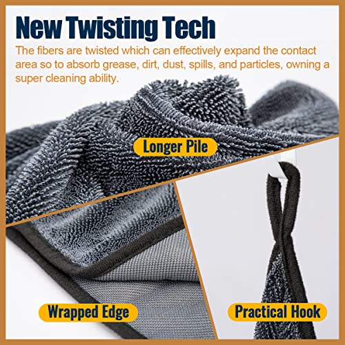 Airlab Microfiber Towels for Cars Wash Drying Super Absorbent Cleaning Cloth Auto Detailing Ultra Soft, Lint-Free, Streak-Free, 24 x 16 Inch, Pack of 2, Grey-Black, 600 GSM - color: 24 X 16 Inch, Pack of 2, Grey-black, 600 Gsm