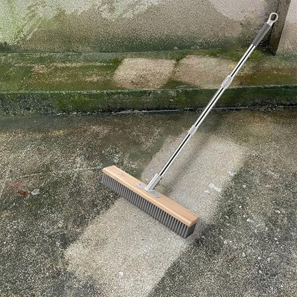 Generic Stainless Steel Wire Scrub Brush Deck Floor Brush Remover Floor Cleaning Tool with Long Handle for Rough Surface Patio, 40cm - size: 40cm