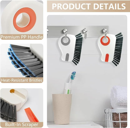 2 in 1 Groove Cleaning Brush, Window Track Cleaner Brush with Hidden Scraper, Crevice Cleaning Brush for Sliding Door Track, Window Sill, Narrow Gaps, Kitchen & Bathroom Cleaning Tool (Mix) - color: Mix
