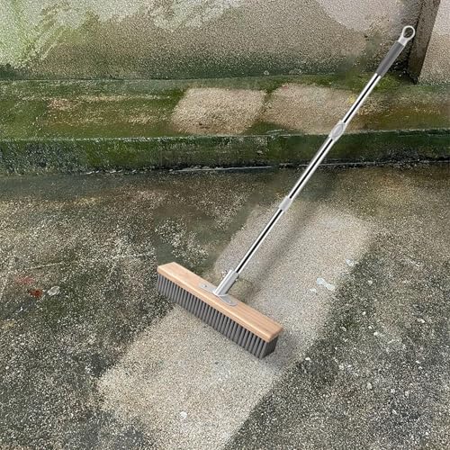 Generic Stainless Steel Wire Scrub Brush Deck Floor Brush Remover Floor Cleaning Tool with Long Handle for Rough Surface Patio, 30cm - size: 30cm