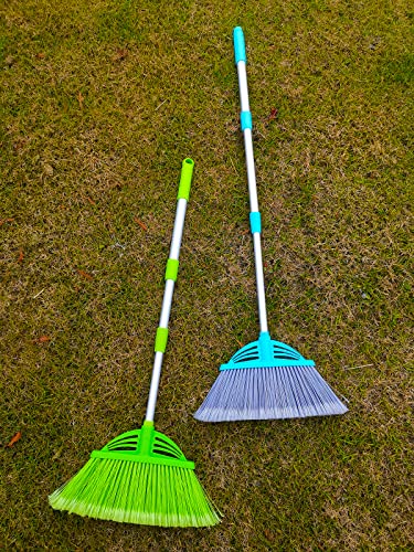 Three-Section Telescopic Aluminum Alloy Rod Long-Handled Broom (Light Blue) - color: Light Blue