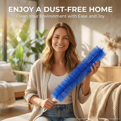 Bendable Fan Cleaning Brush with Microfiber Head, Reusable, Multi-Purpose Dust Remover for Ceiling Fans, Air Conditioner Vents, Cars，Blue+Gray 2PC