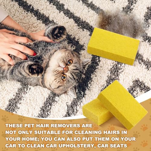 1 Pack Pet Hair Remover Sponge Cat and Dog Hair Sponge Rubber Pet Fur Lifter Removal Tool, Remove from Furniture, Carpet, Bedding, Clothing, 6.26 x 3.28 x 1.89 Inch (Yellow) - color: Yellow
